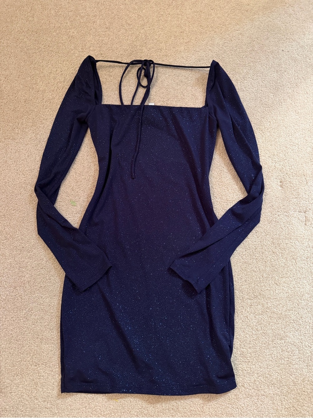 Lucy in the Sky Navy Sparkle Long-Sleeve Square-Neck Dress